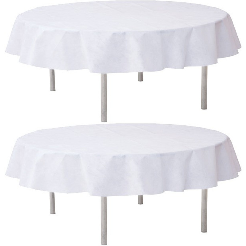 2x Witte ronde tafelkleden-tafellakens 180 cm non woven polypropyleen