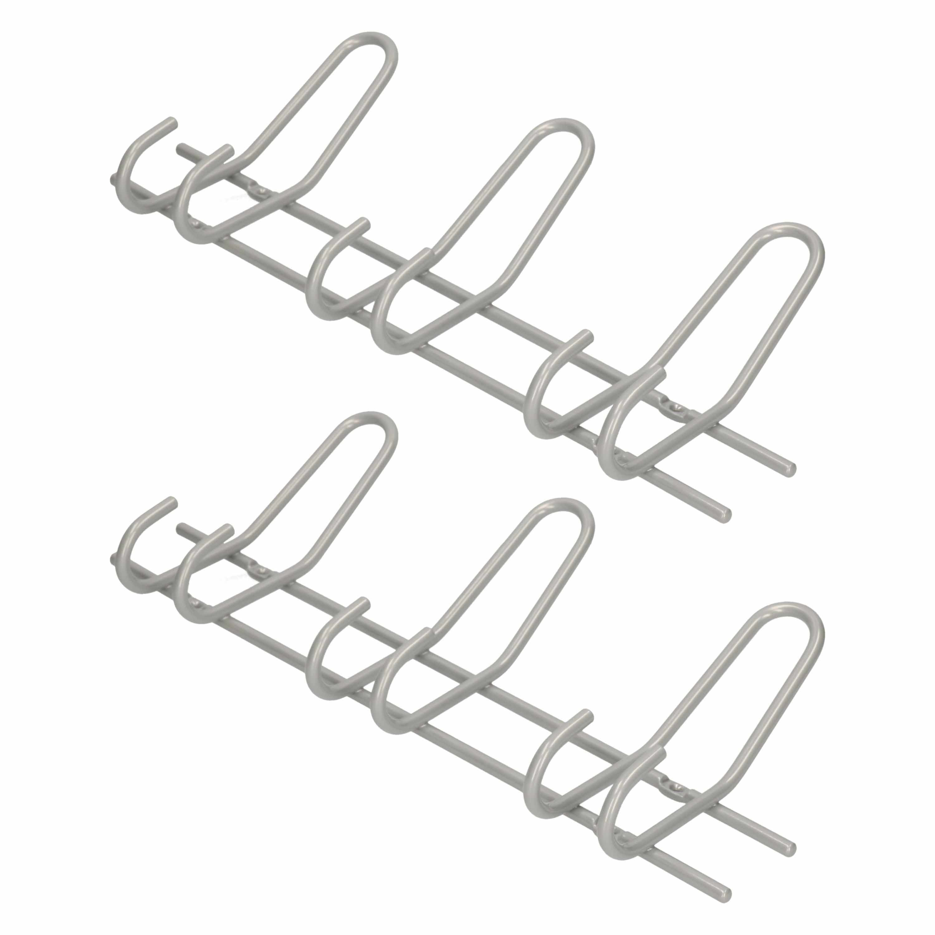 2x Zilveren garderobekapstokken-jashaken-wandkapstokken metaal 3x dubbele smalle haak 16,5 x 39 cm