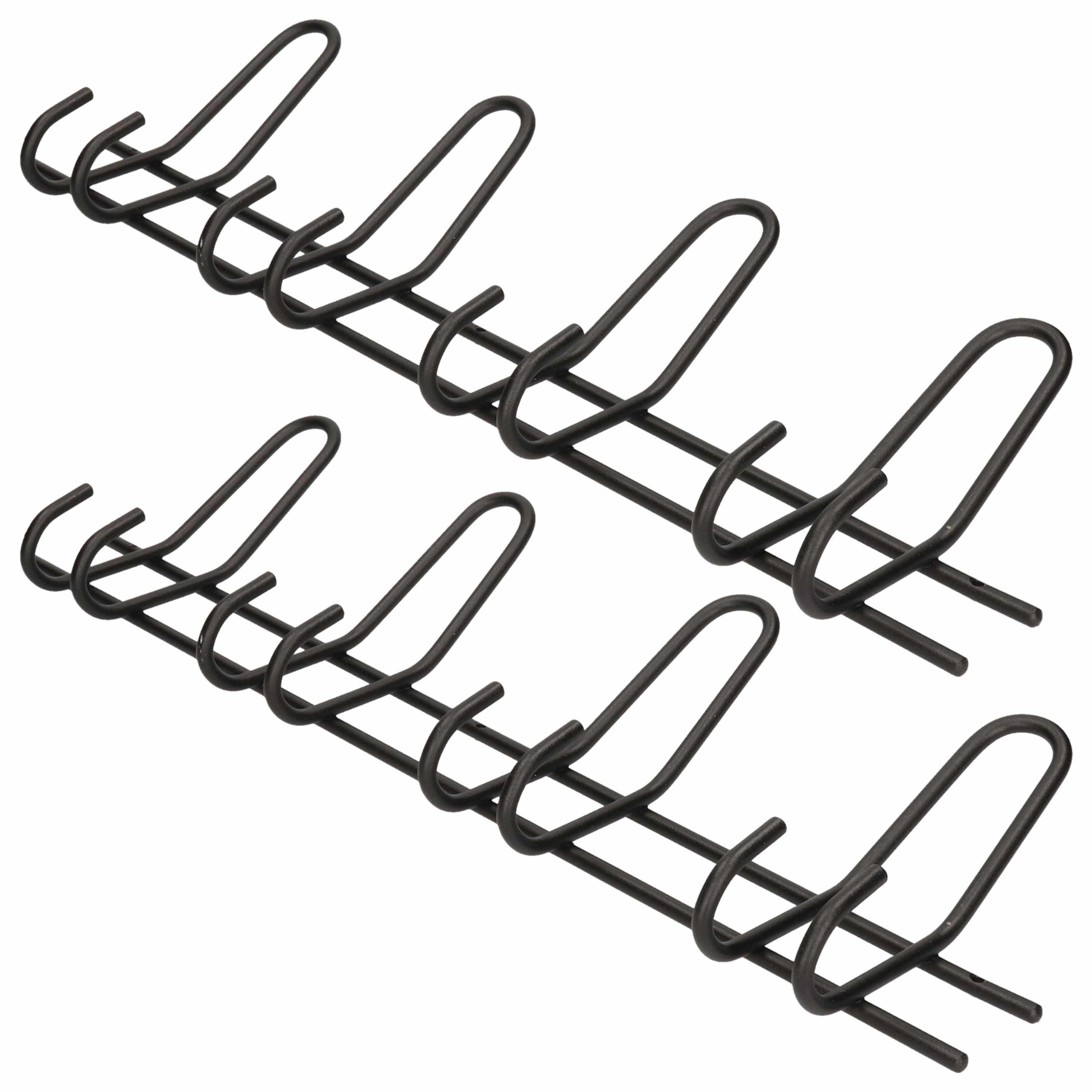 2x Zwarte garderobekapstokken-jashaken-wandkapstokken metalen kapstok met 4x dubbele brede haak 16 x