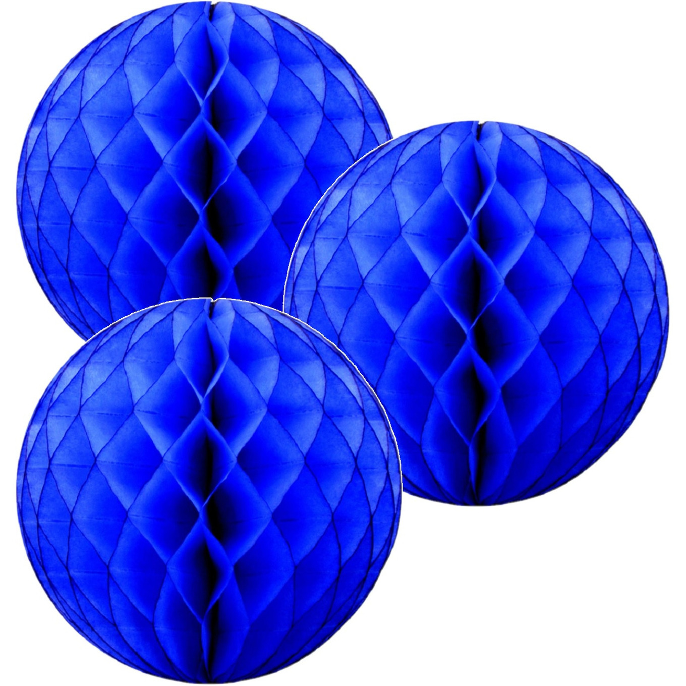 3 blauwe papieren kerstballen 10 cm
