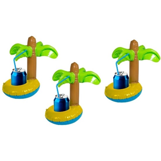 3 Opblaasbare blikjes houders palmboom 22 cm