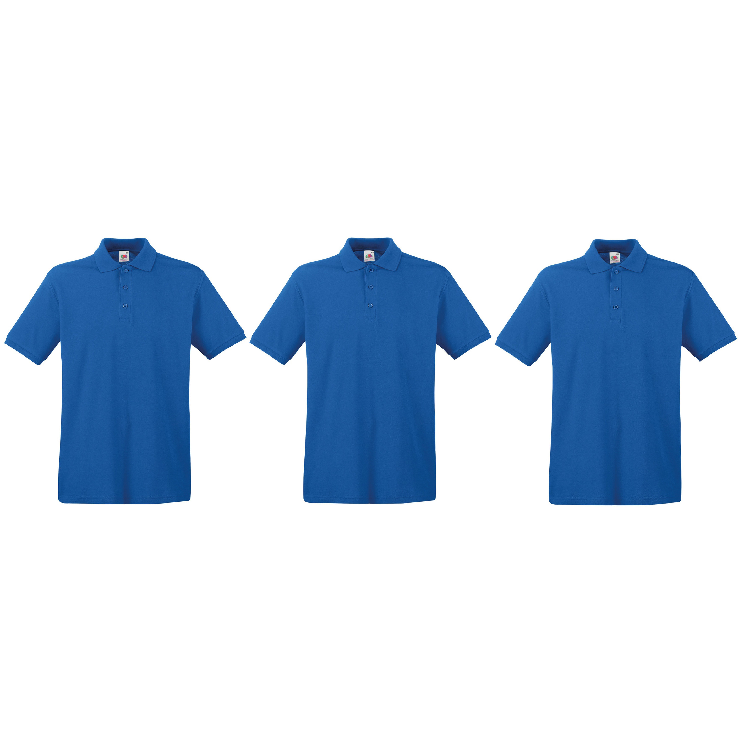 3-Pack maat 3XL grote maat blauw poloshirt premium van katoen voor heren 3XL