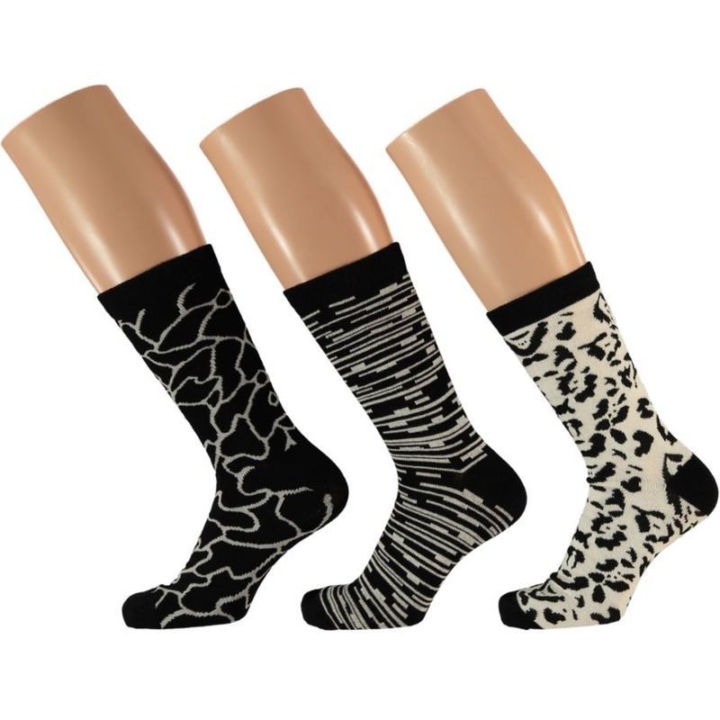 3-pak dames sokken zwart-wit maat 35-42 type 2