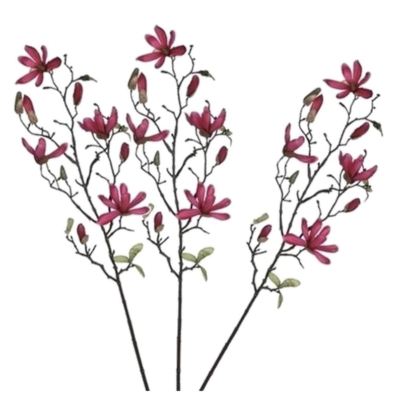 3 stuks Magnolia beverboom kunstbloemen takken 80 cm decoratie
