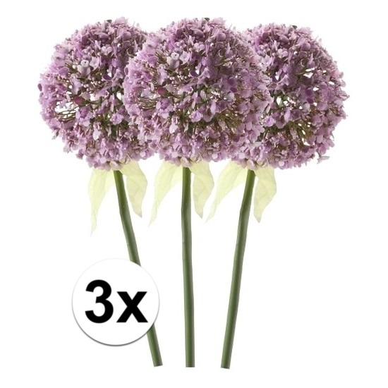 3 x Kunstbloemen steelbloem lila sierui 70 cm