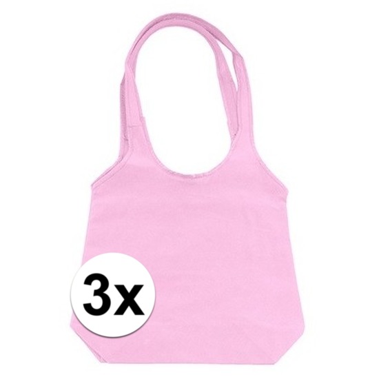 3 x Roze invouwtassen met handvaten