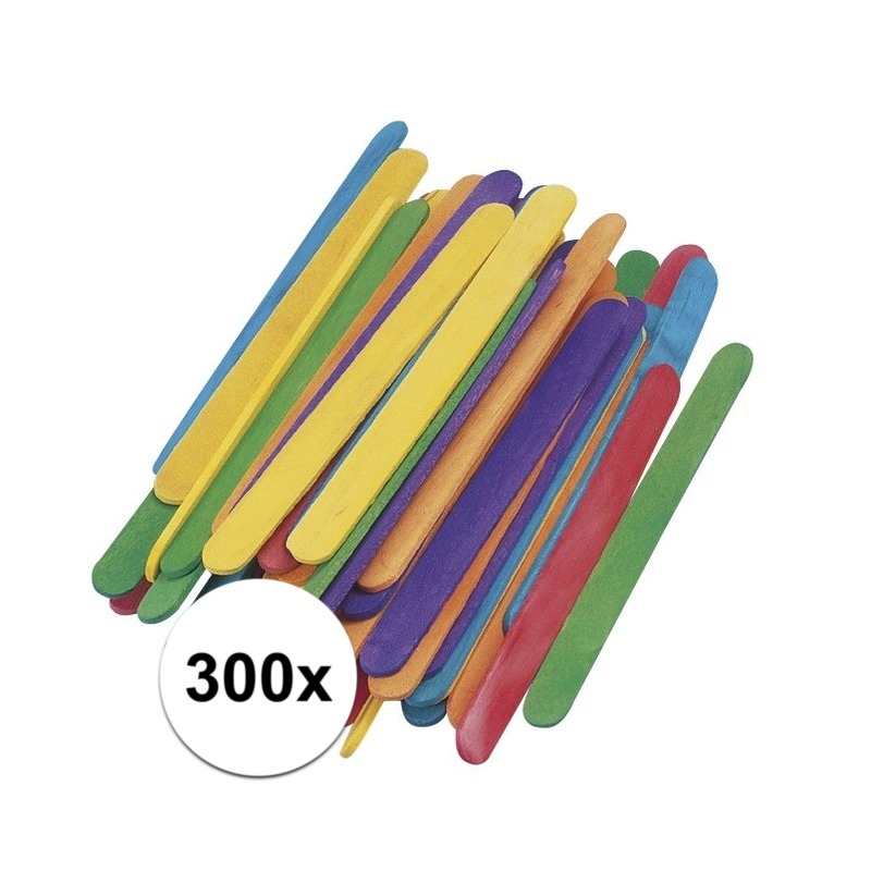 300x gekleurde ijslolly stokjes 5,5 cm x 6 mm