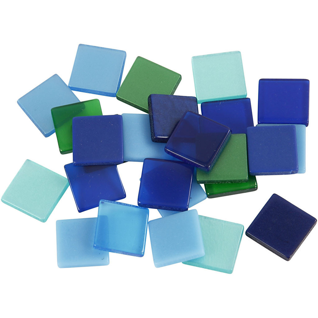 300x Mozaiek tegels kunsthars groen-blauw 10 x 10 mm