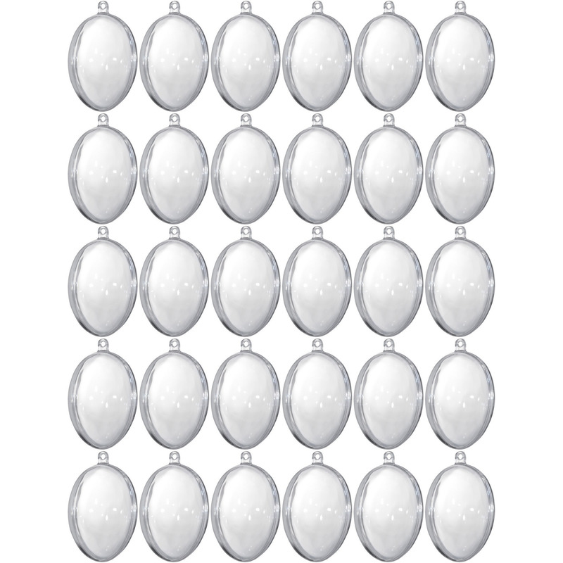 30x Plastic eitjes doorzichtig 6 cm decoratie-versiering