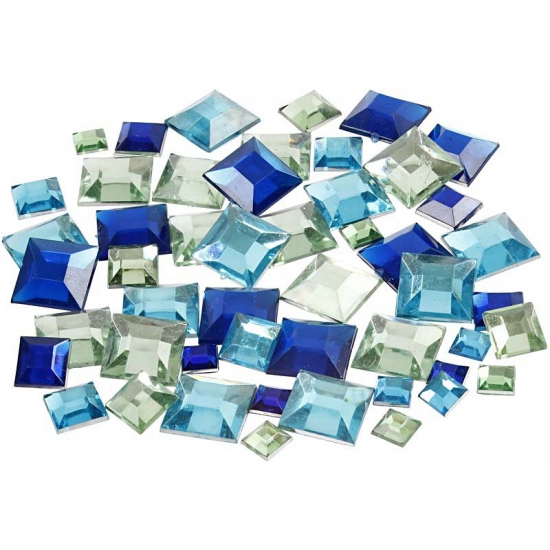 360x Hobby materiaal vierkante glitter steentjes blauw mix