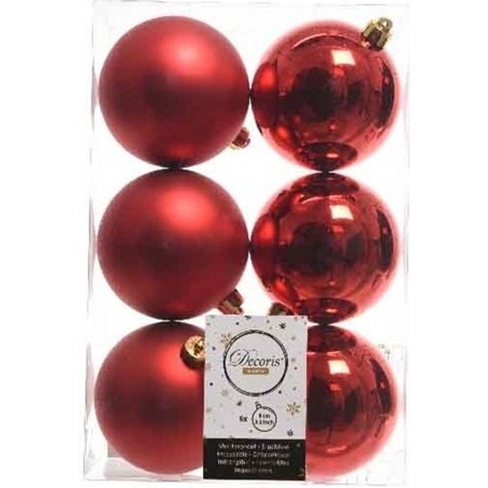 36x Kunststof kerstballen glanzend-mat kerst rood 8 cm kerstboom versiering-decoratie kerst rood