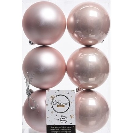 36x Kunststof kerstballen glanzend-mat licht roze 8 cm kerstboom versiering-decoratie lichtroze