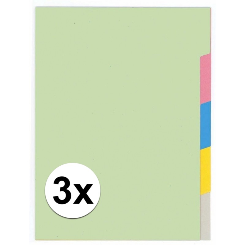 3x A4 kartonnen tabbladen met 5 tabs