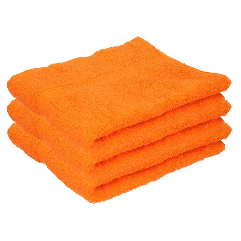 3x Badkamer-douche handdoeken oranje 50 x 90 cm