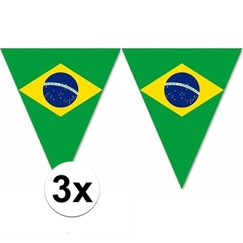3x Braziliaanse decoratie vlaggenlijnen