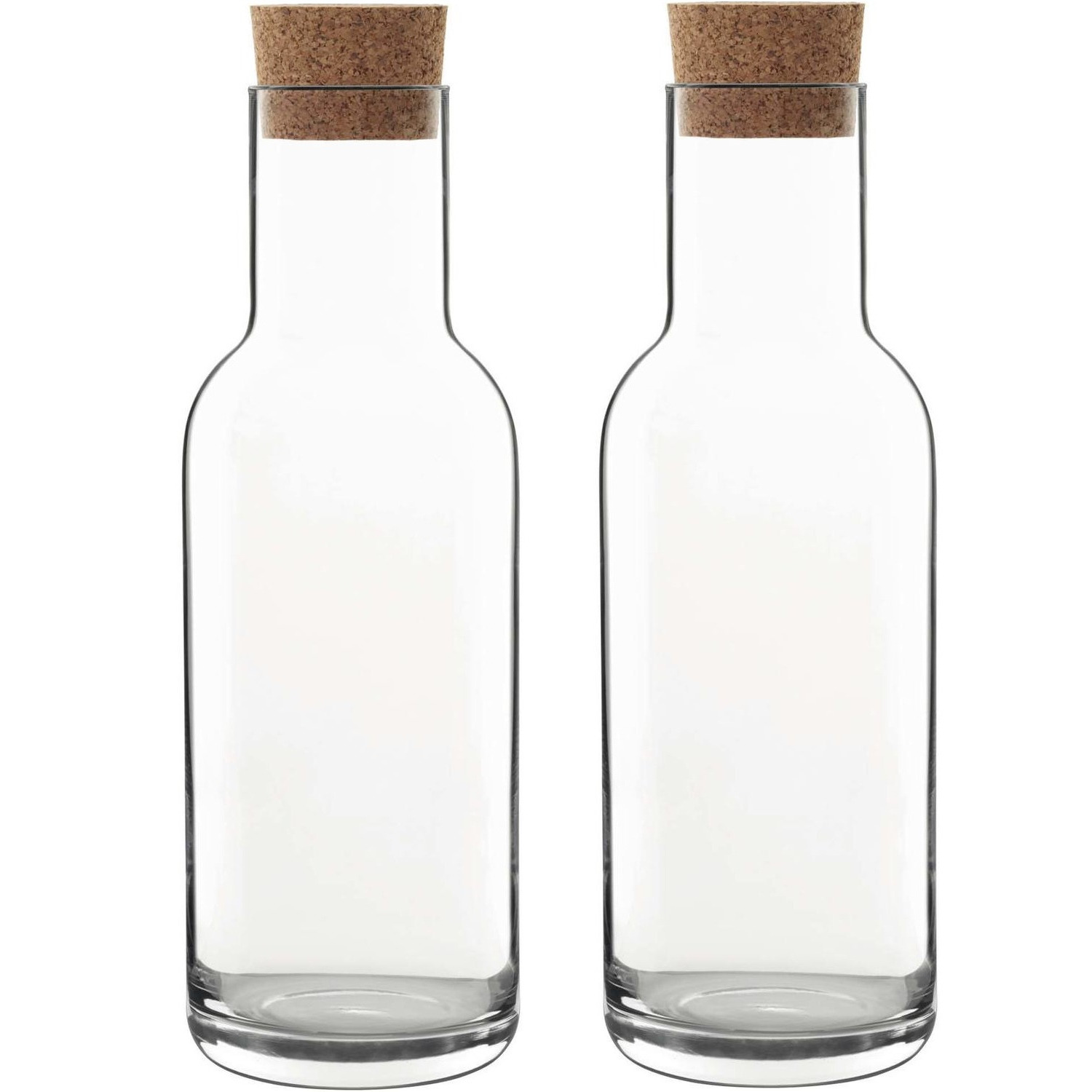3x Glazen water of sap karaffen met dop1 L