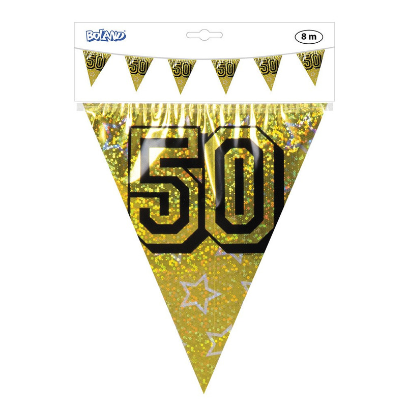 3x Gouden bruiloft vlaggenlijn 50 jaar 8 meter