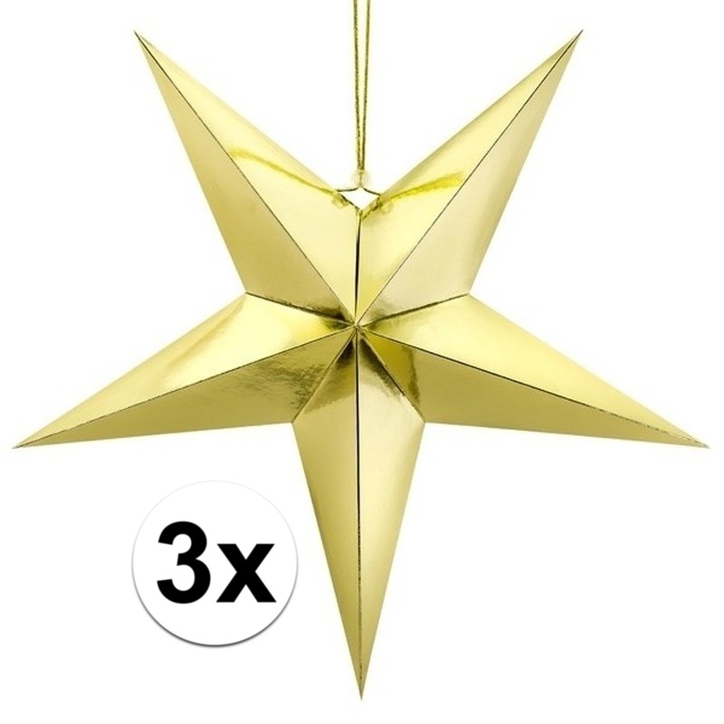 3x Gouden sterren kerstdecoratie 30 cm