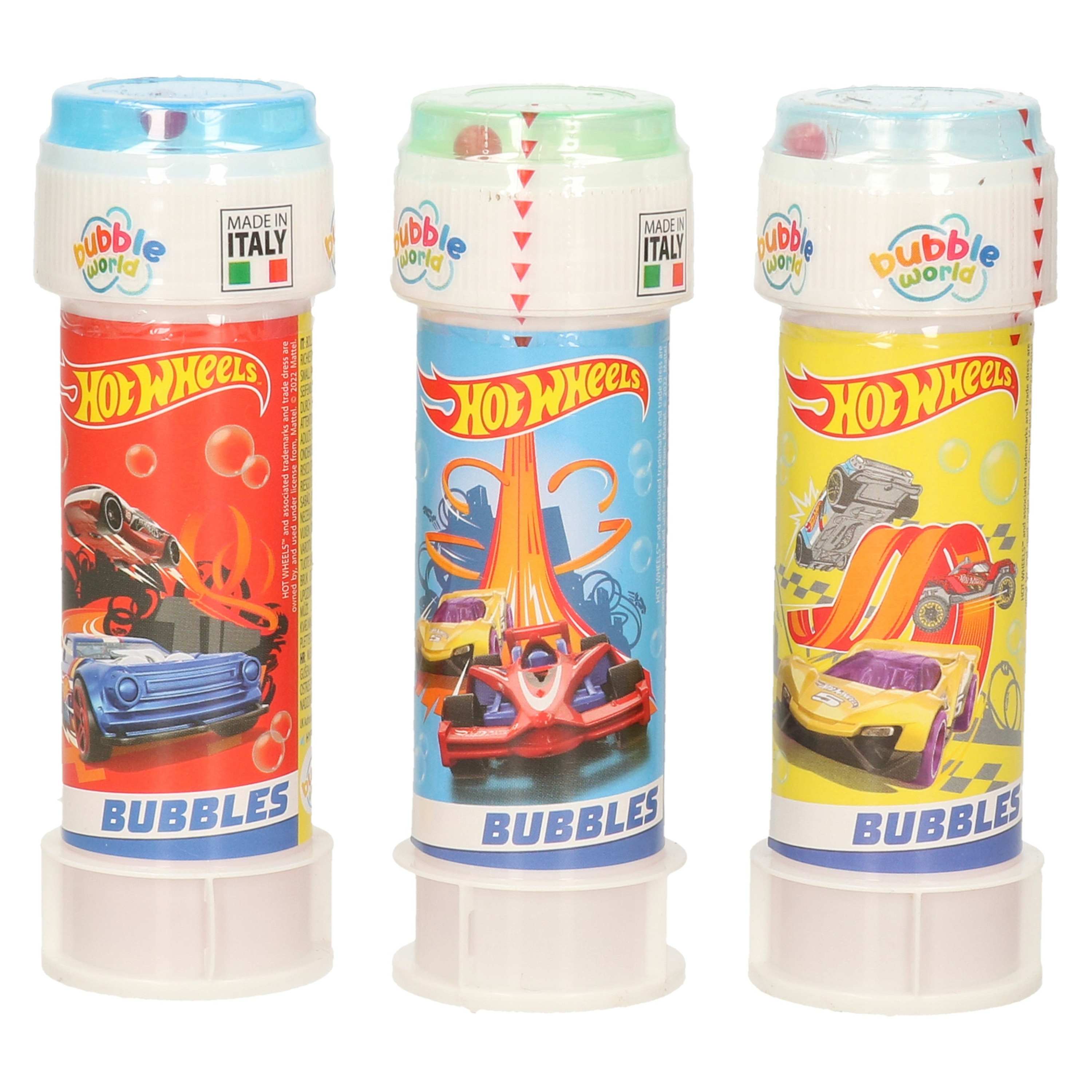 3x Hot Wheels race autos bellenblaas flesjes met bal spelletje in dop 60 ml voor kinderen