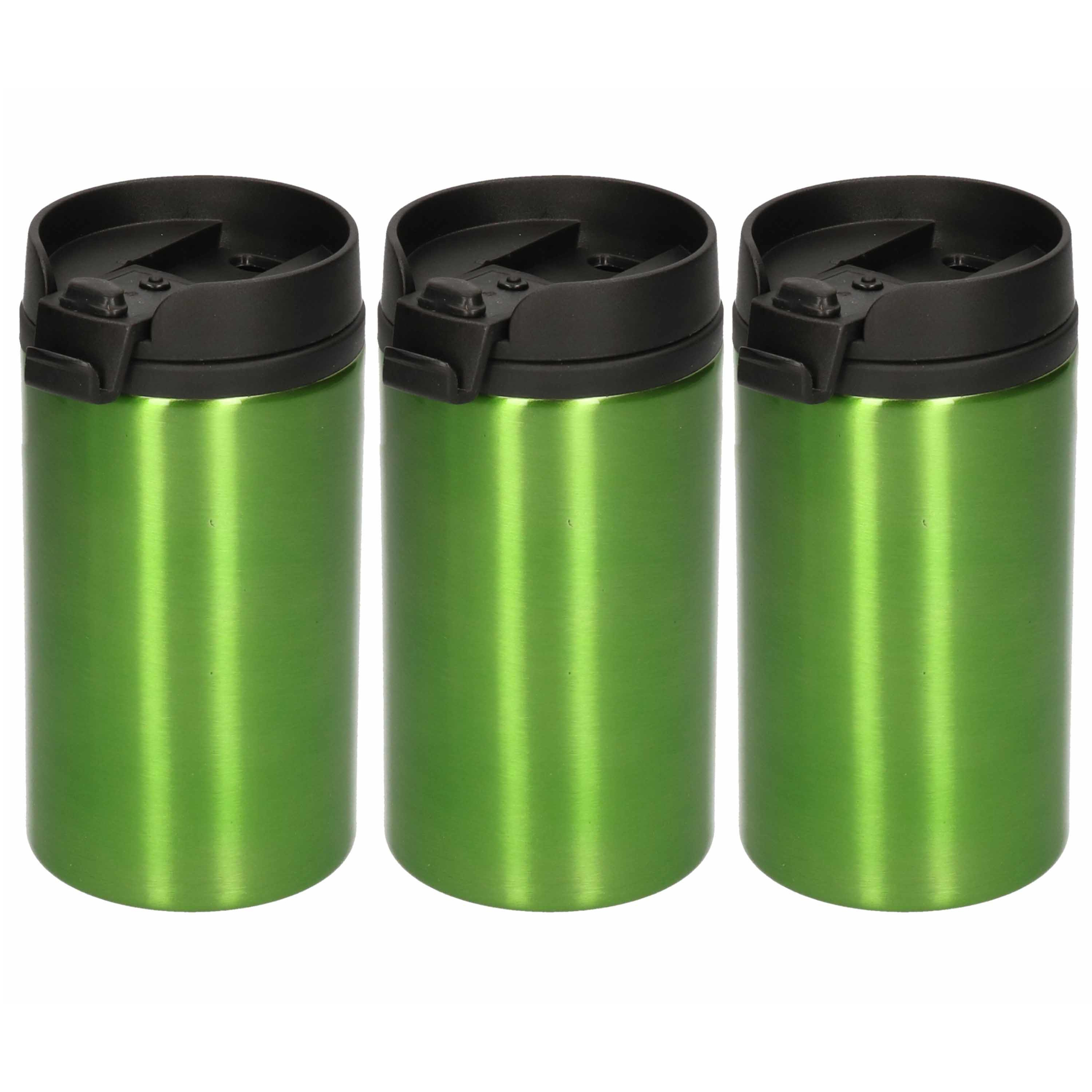 3x Isoleerbekers RVS metallic groen 320 ml