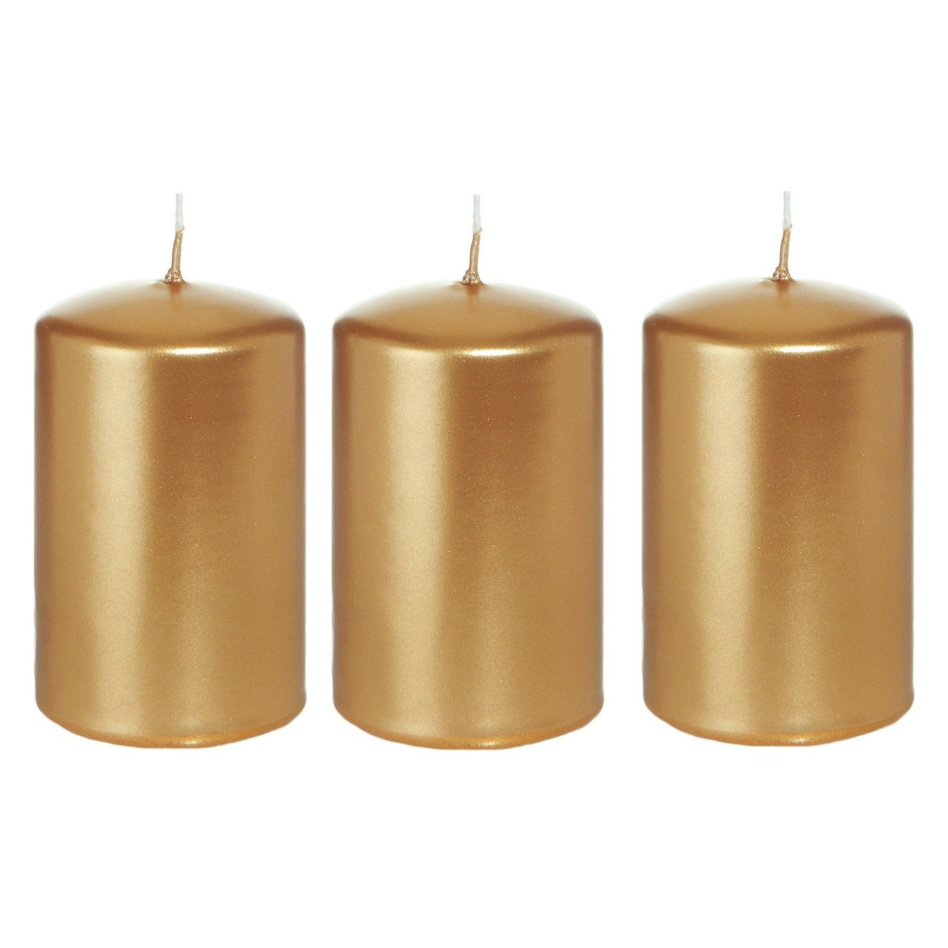 3x Kaarsen goud 5 x 8 cm 18 branduren sfeerkaarsen
