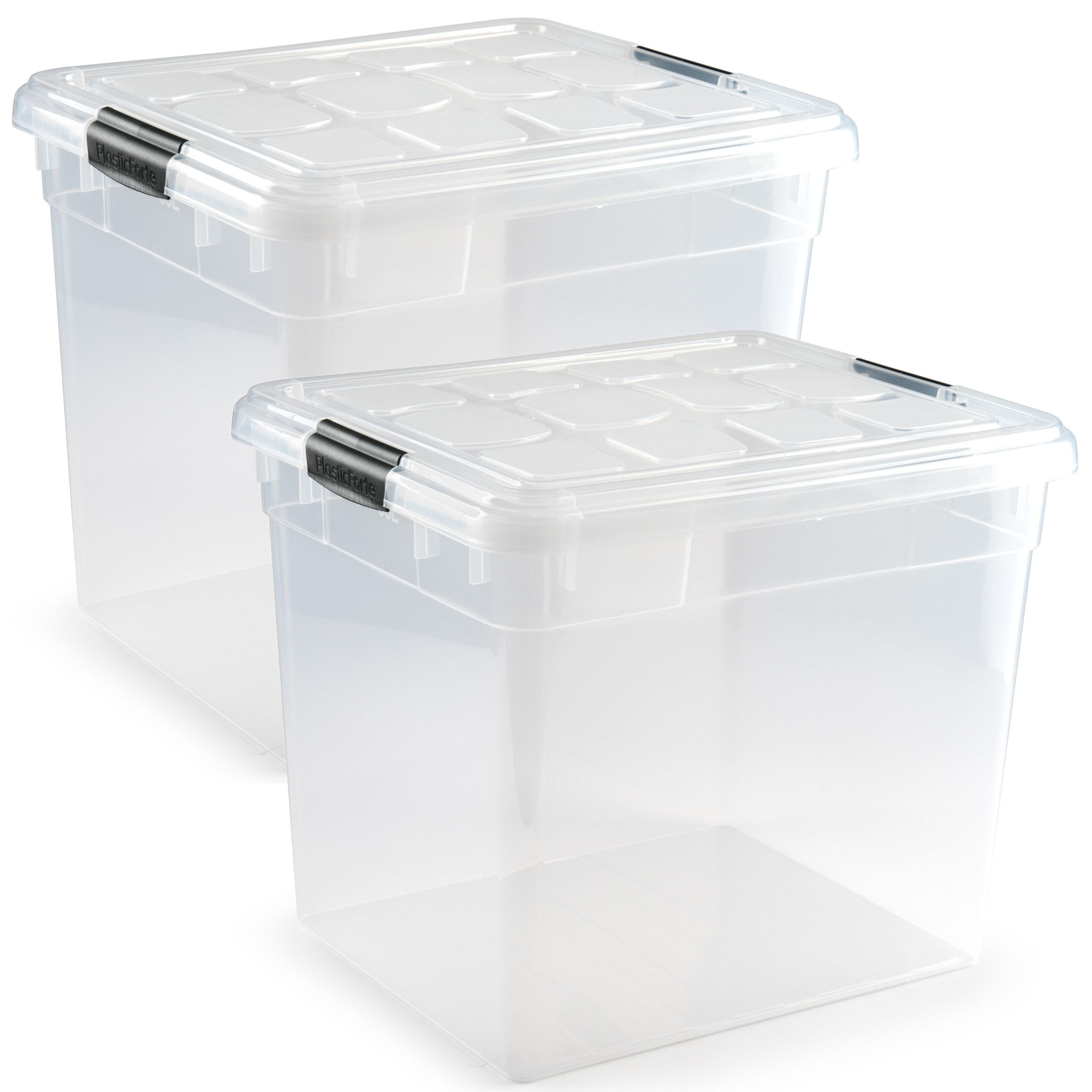 3x Opslagbakken-organizers met deksel 35 liter transparant