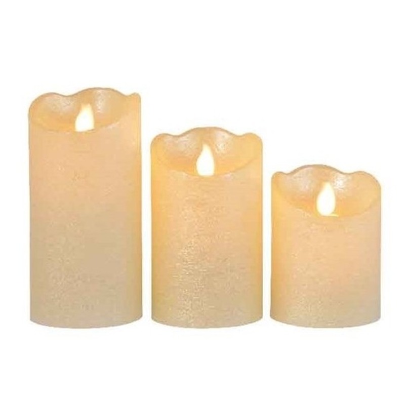 3x Parel witte nep kaarsen met led-lichtjes