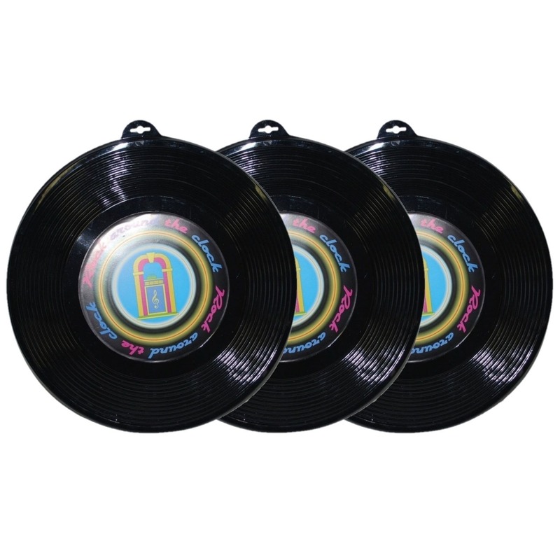 3x Plastic LP muziek gramofoon plaat 48 cm