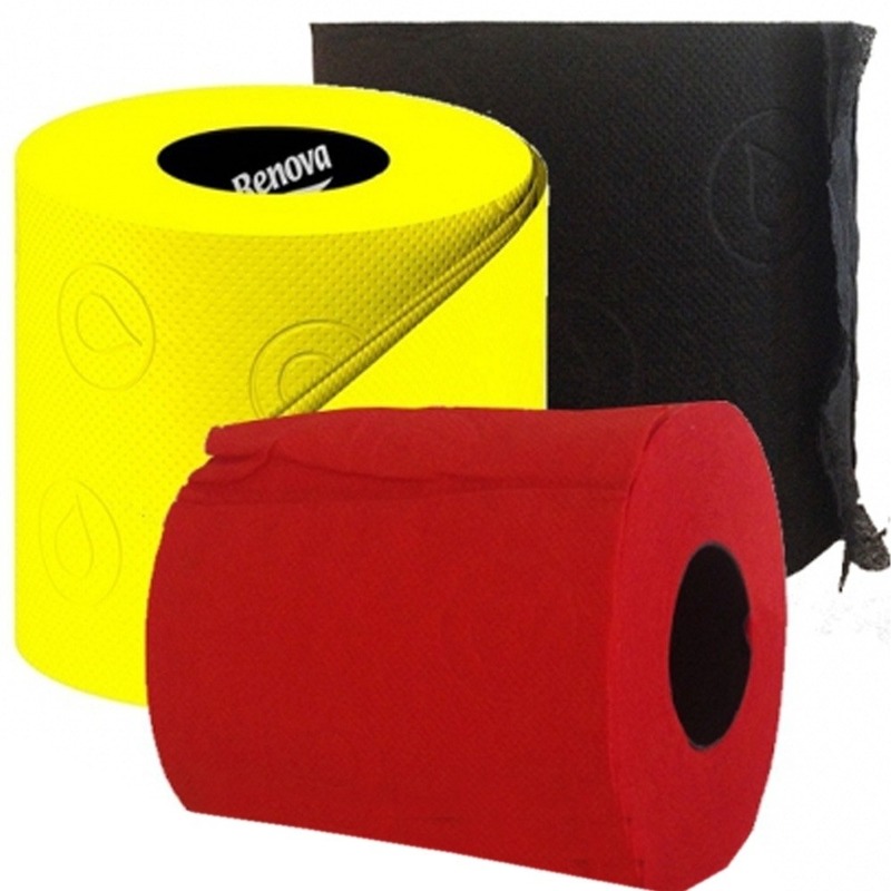 3x Rol gekleurd toiletpapier zwart-geel-rood