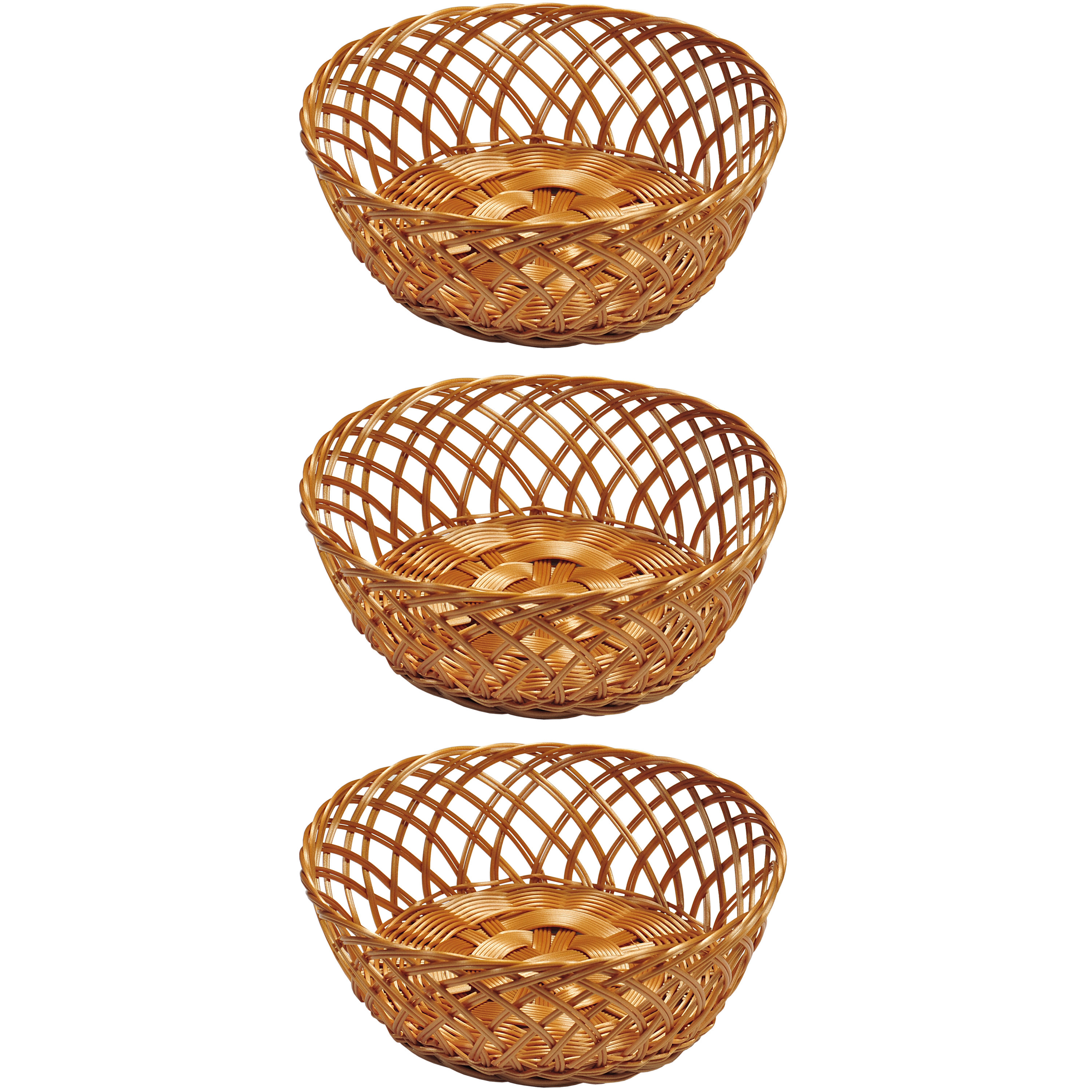 3x Rond fruitmandje-broodmandje 28 x 11 cm gevlochten riet uiterlijk