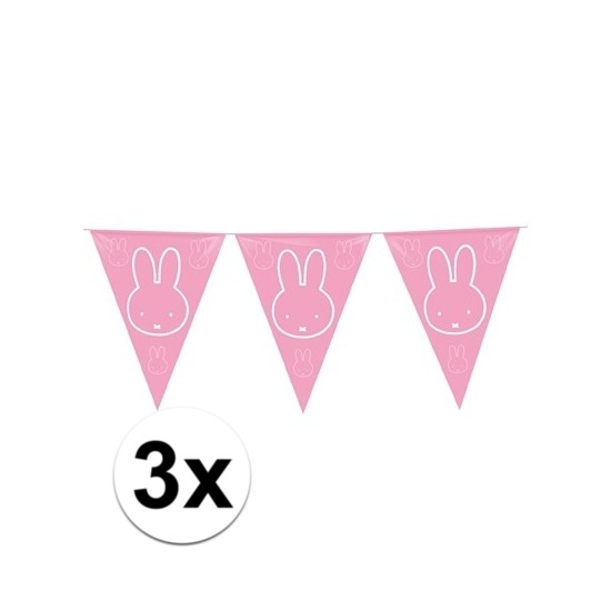 3x Roze Nijntje meisje geboren slingers van 6 meter