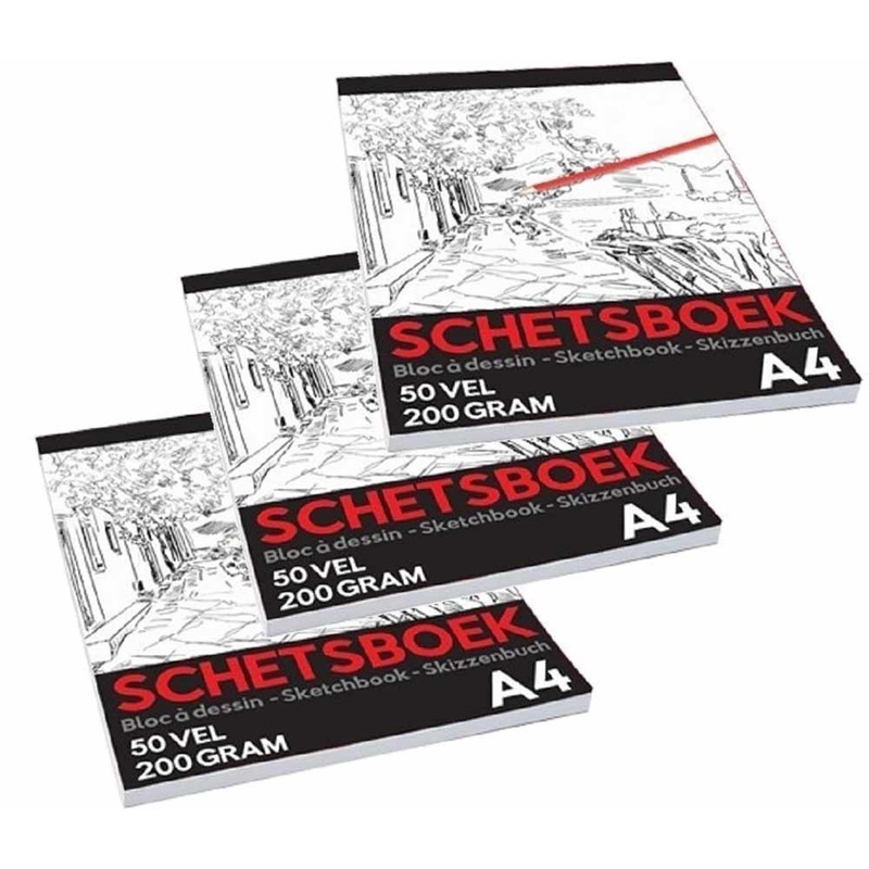 3x Schetsboeken-tekenboeken 50 bladzijdes 300 grams
