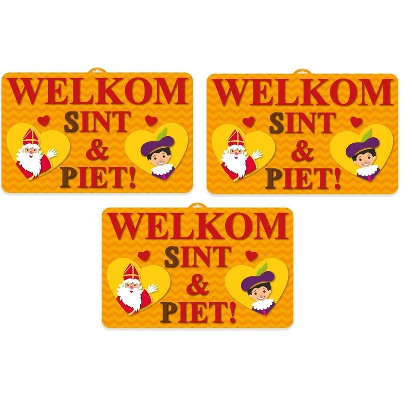 3x Sinterklaas wandbord van karton 3D 58 x 38 cm
