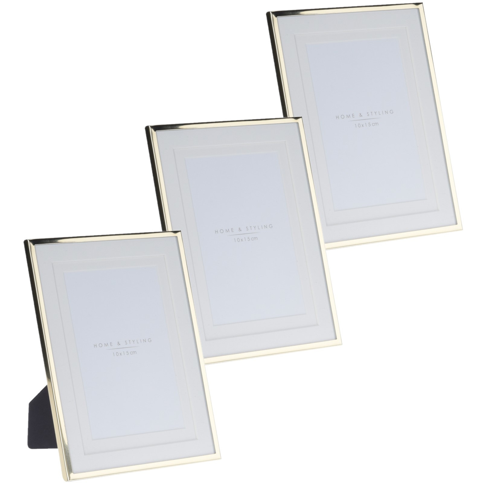 3x stuks aluminium fotolijst goud geschikt voor een foto van 10 x 15 cm