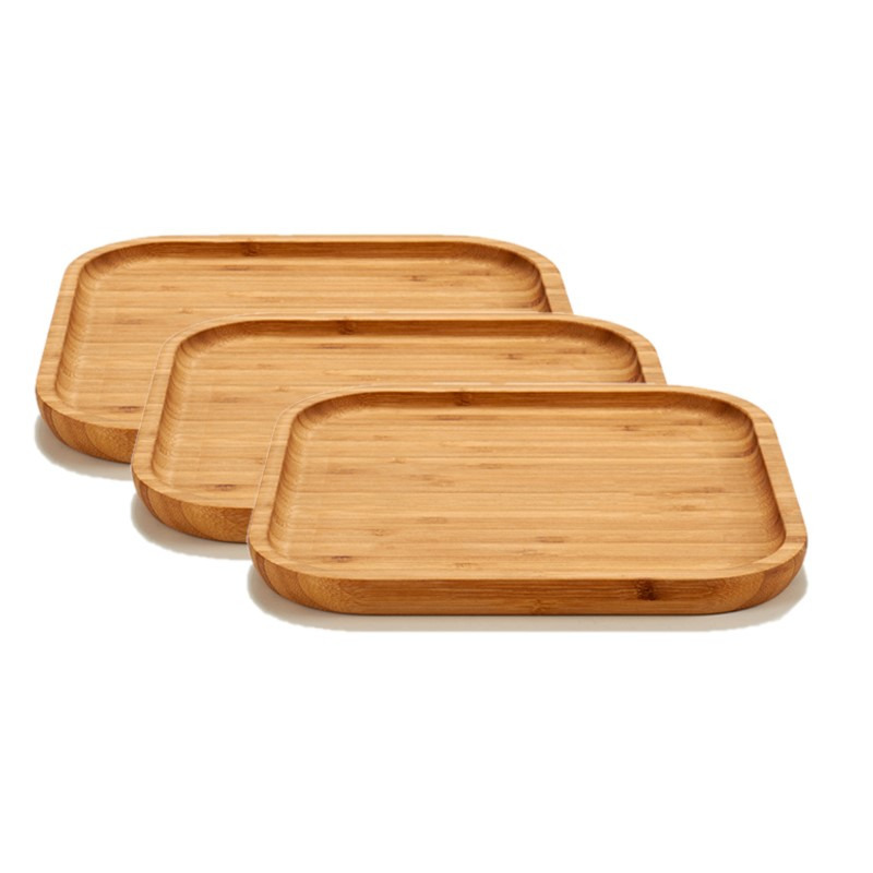 3x stuks bamboe houten broodplanken-serveerplanken vierkant 20 cm