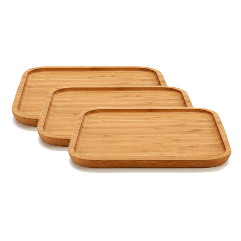 3x stuks bamboe houten broodplanken-serveerplanken vierkant 25 cm