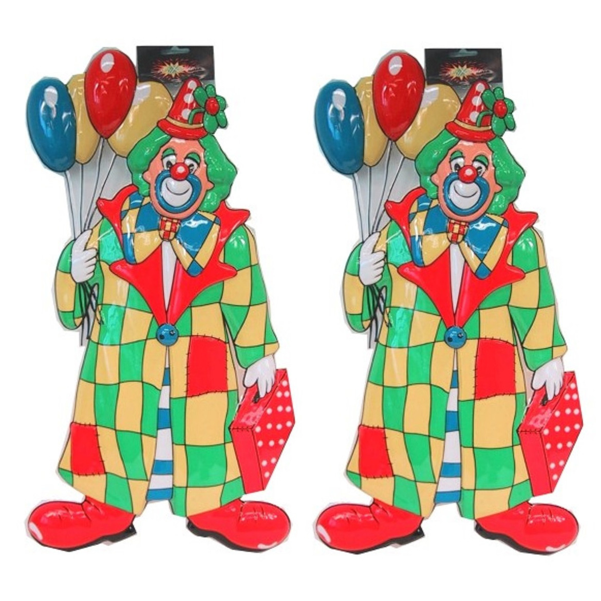 3x stuks clown carnaval decoratie met ballonnen 60 cm