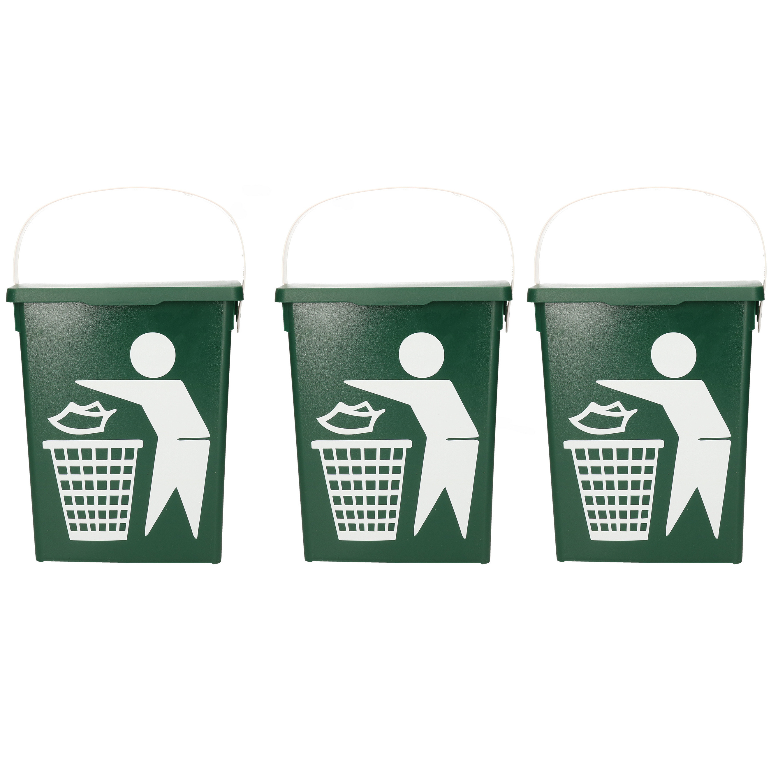 3x stuks groene vuilnisbakken-afvalbak voor gft-organisch afval 5 liter