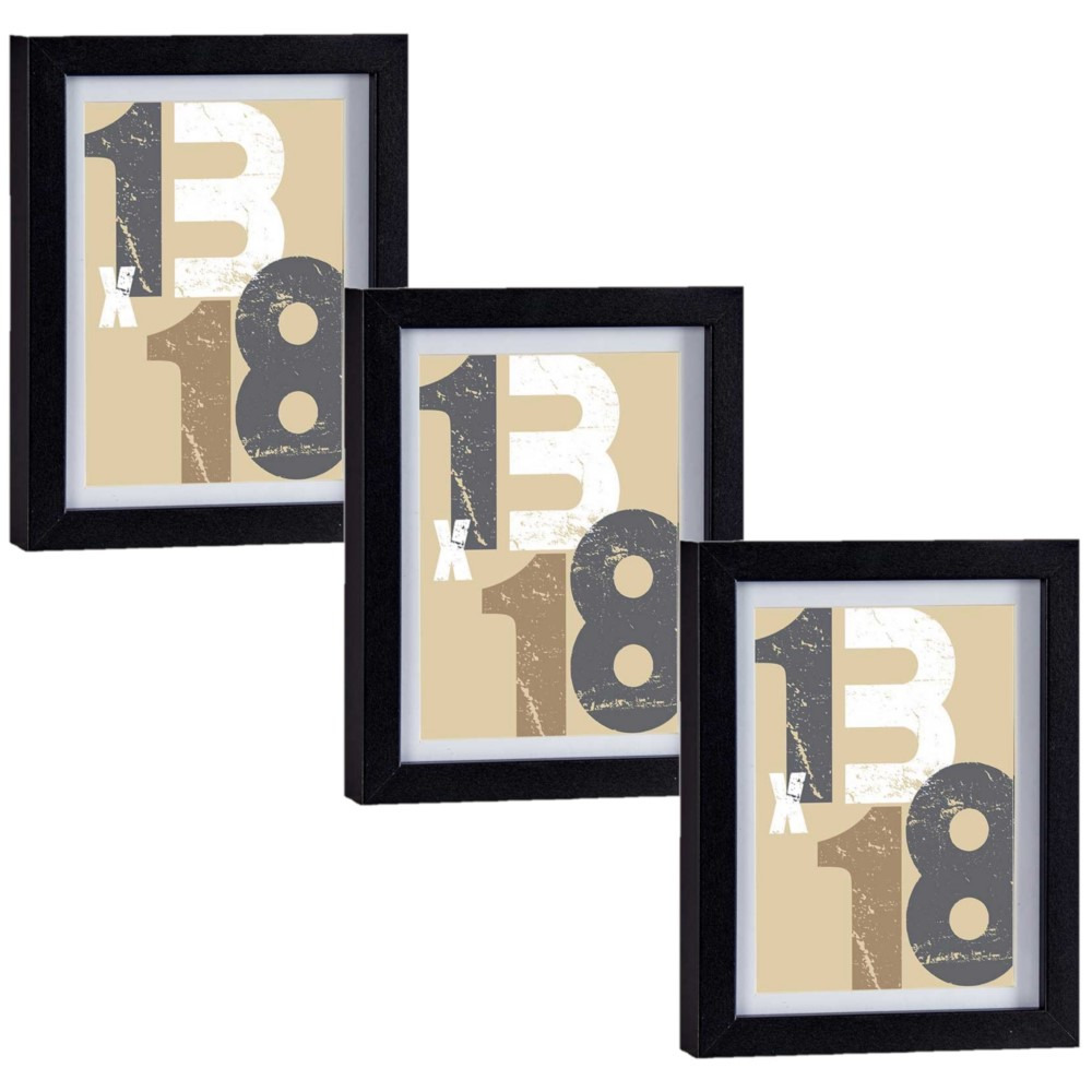 3x stuks houten fotolijst zwart geschikt voor een foto van 13 x 18 cm of 15 x 20 cm