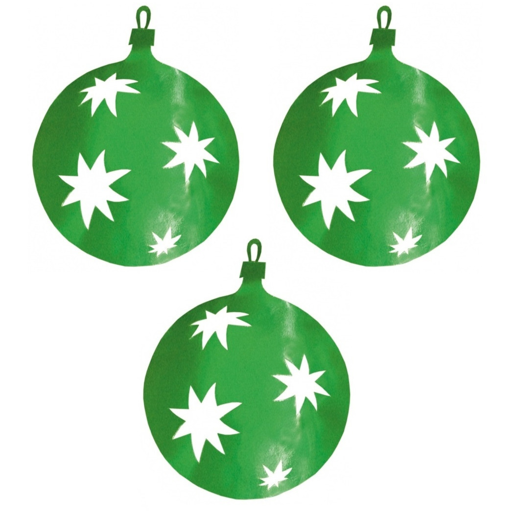 3x stuks kerstballen hangdecoratie groen 30 cm van karton