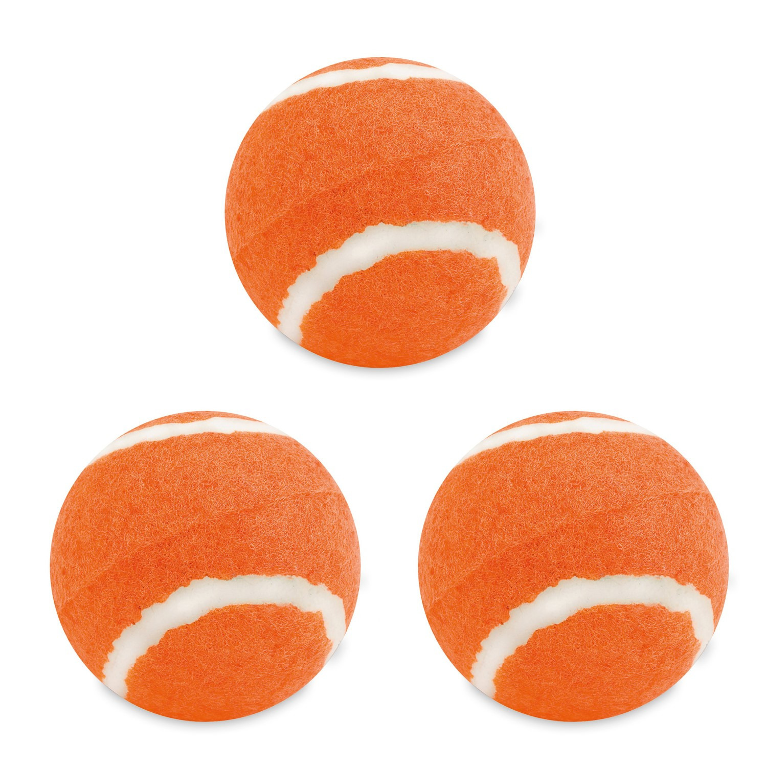 3x stuks oranje hondenballen 6,4 cm