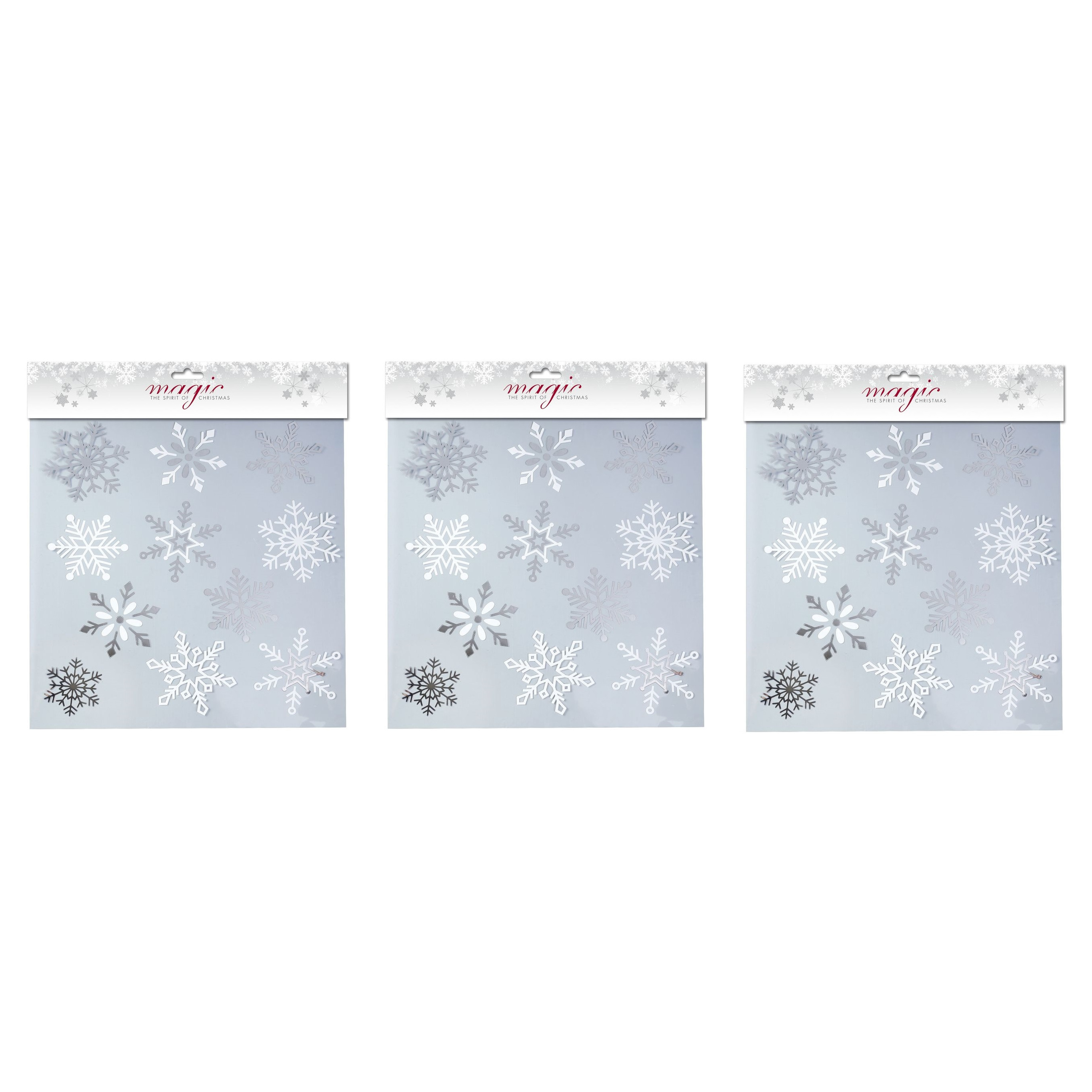 3x stuks velletjes raamstickers sneeuwvlokken 30,5 cm raamversiering-raamdecoratie