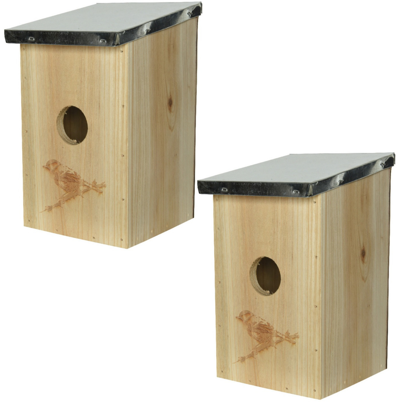 3x stuks vurenhouten-houten vogelhuisjes naturel 21 cm