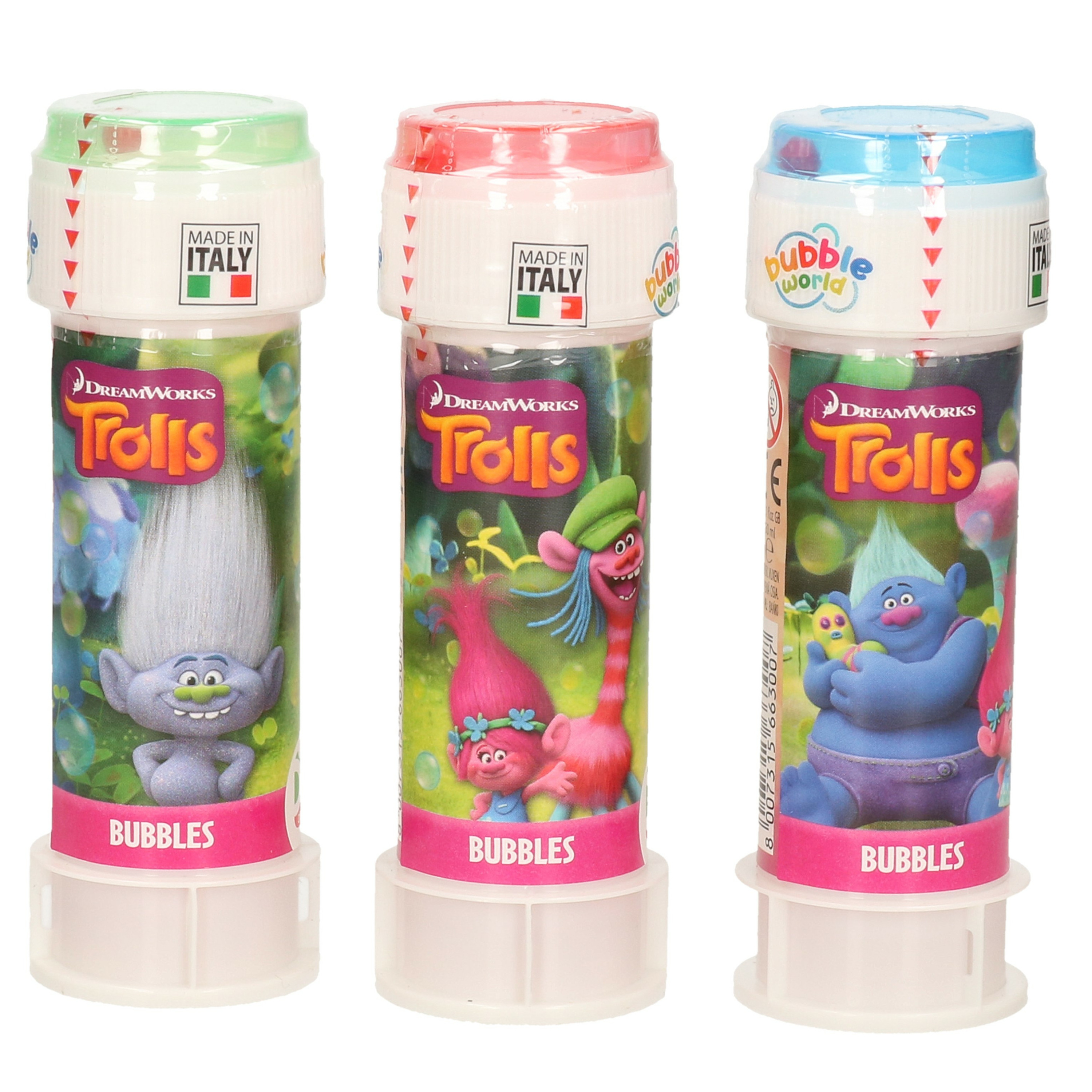 3x Trolls-trollen bellenblaas flesjes met bal spelletje in dop 60 ml voor kinderen