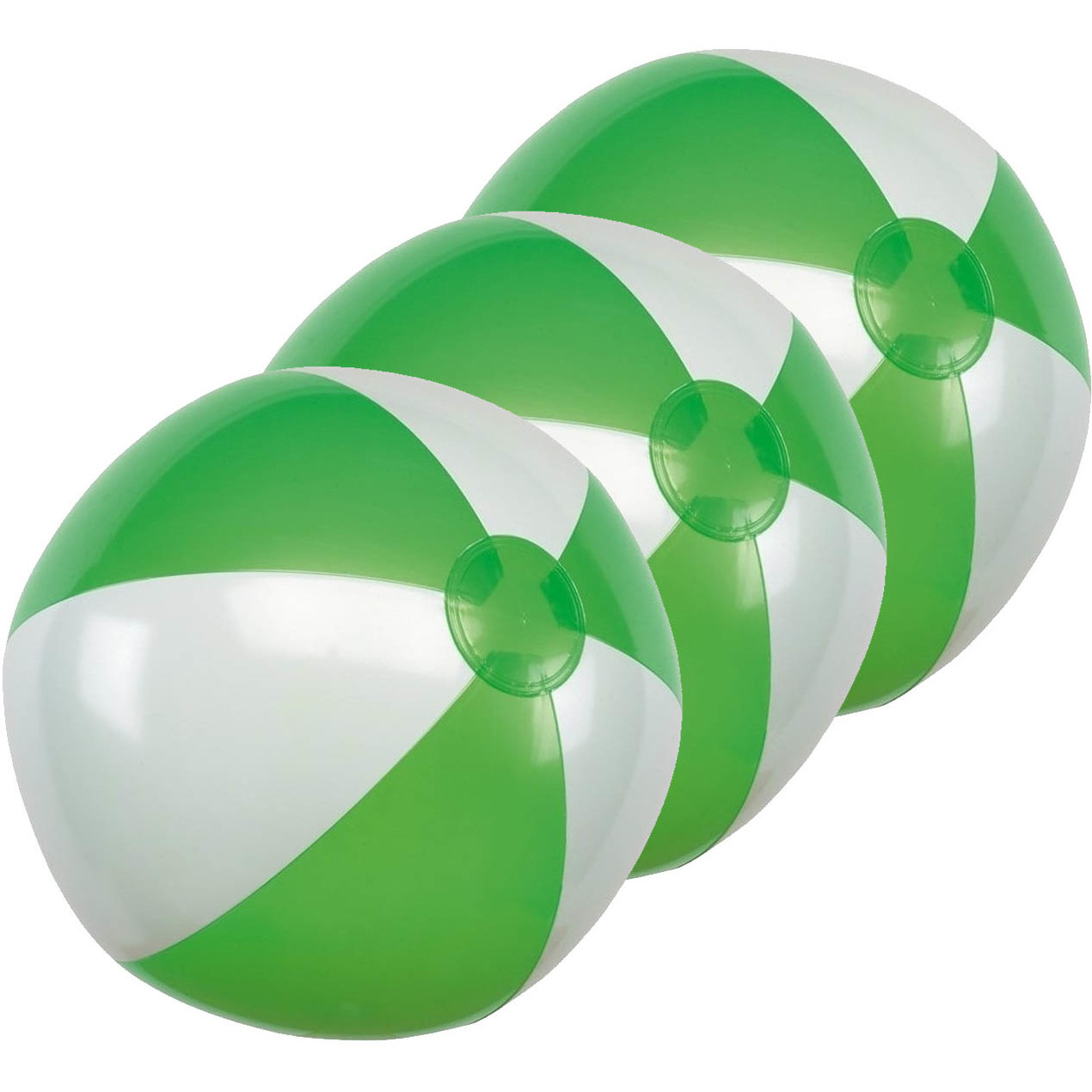 3x Waterspeelgoed groen-witte strandballen 28 cm