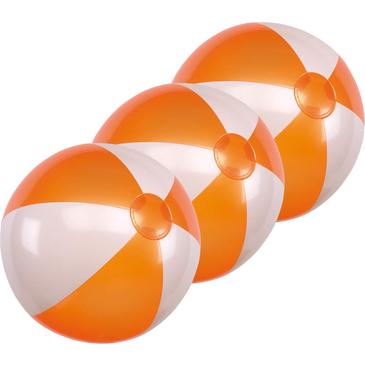 3x Waterspeelgoed oranje-witte strandbal 28 cm