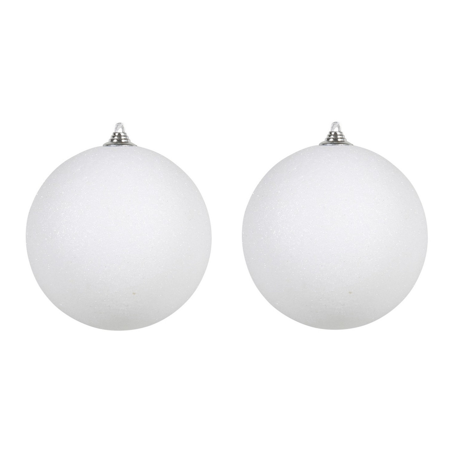3x Witte grote kerstballen met glitter kunststof 18 cm