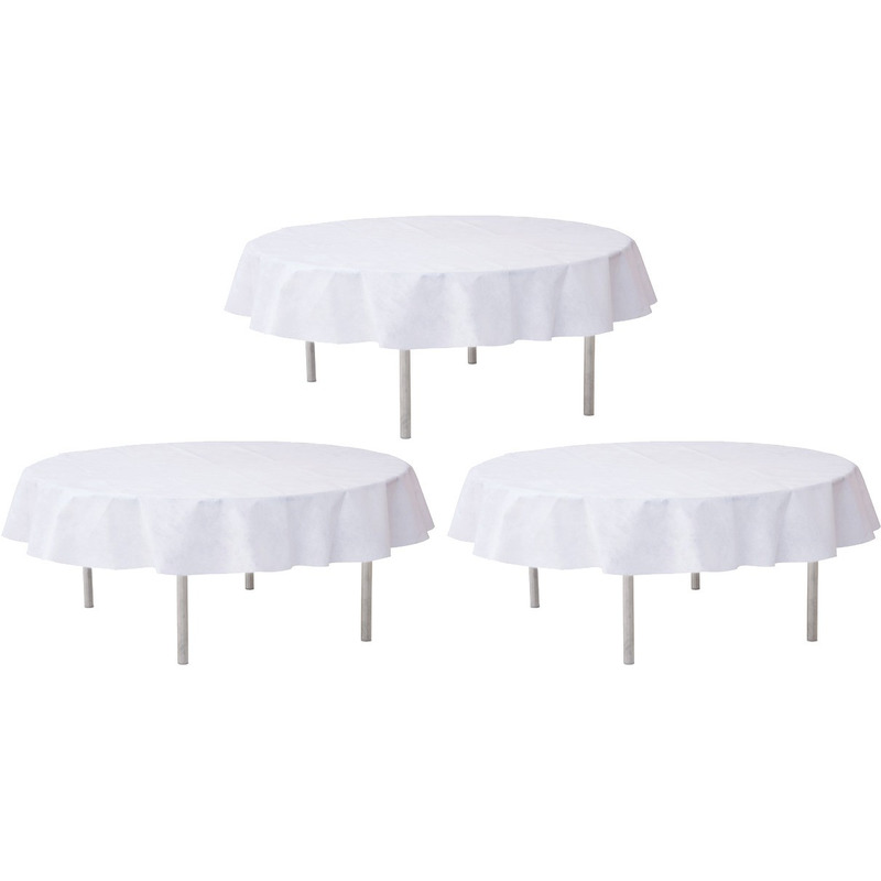 3x Witte ronde tafelkleden-tafellakens 180 cm non woven polypropyleen
