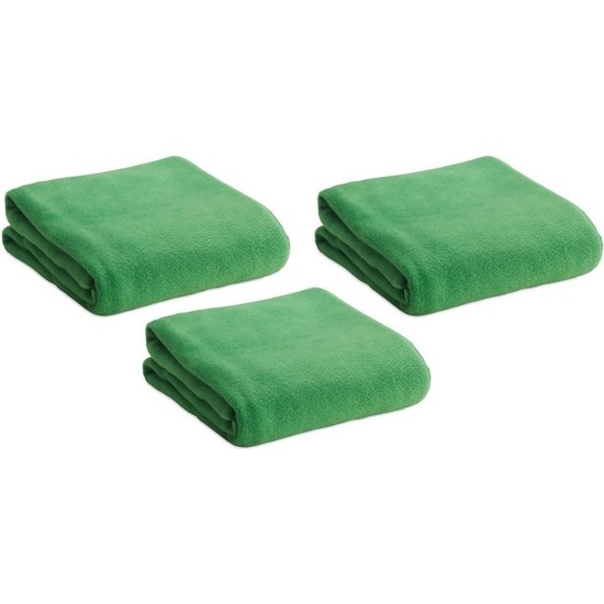 3x Zachte plaids-dekentjes-kleedjes groen 120 x 150 cm