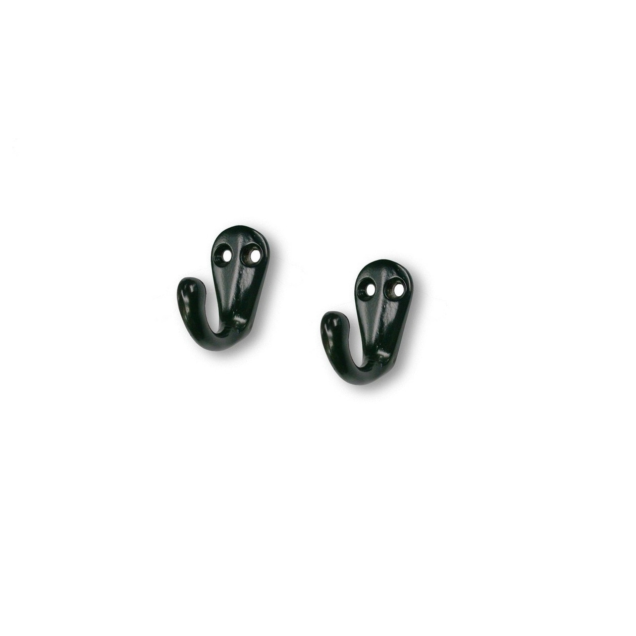 3x Zwarte korte garderobe haakjes-jashaken-kapstokhaakjes metaal 3,3 x 4,1 cm